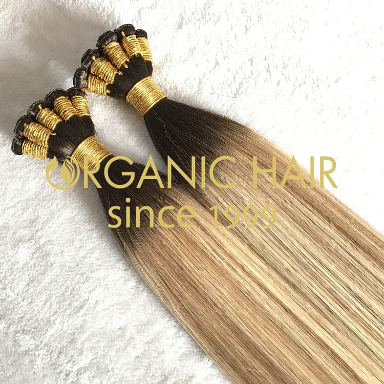 Human customized full cuticle hand tied weft on sale I1